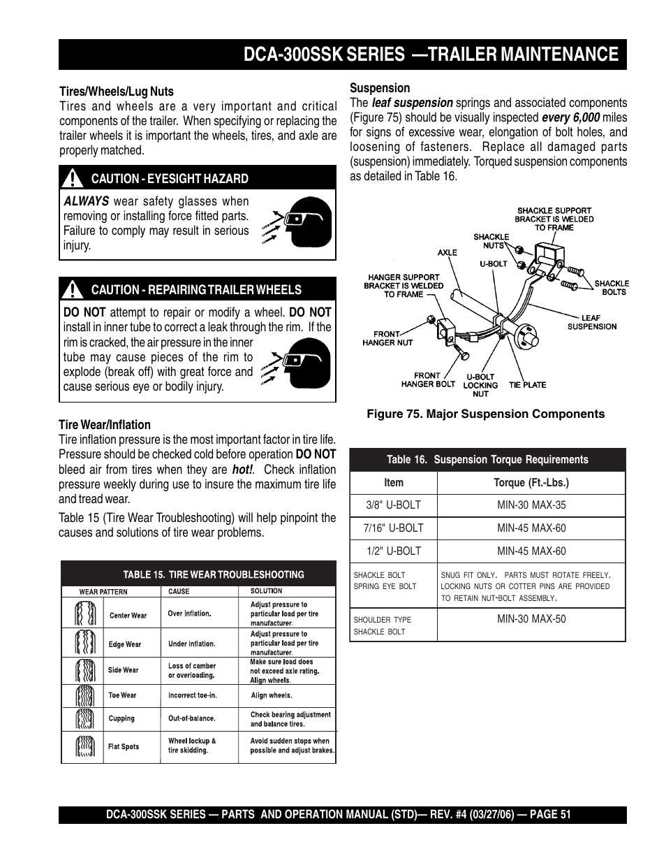 Dca-300ssk series —trailer maintenance | Multiquip MQPower Whisperwatt Series DCA-300SSK User Manual | Page 51 / 122