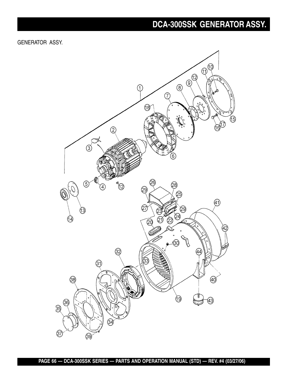 Dca-300ssk generator assy | Multiquip MQPower Whisperwatt Series DCA-300SSK User Manual | Page 66 / 122