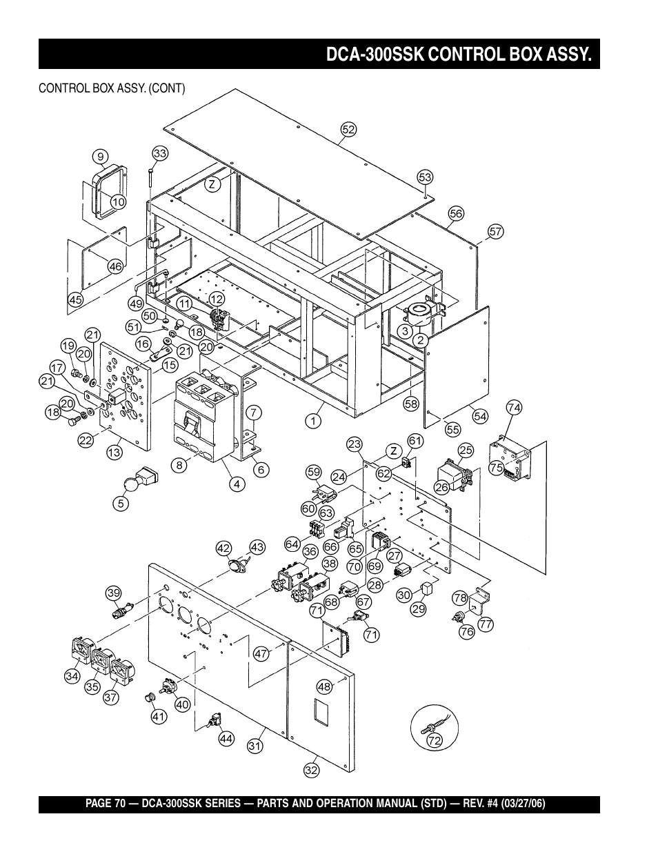 Dca-300ssk control box assy | Multiquip MQPower Whisperwatt Series DCA-300SSK User Manual | Page 70 / 122