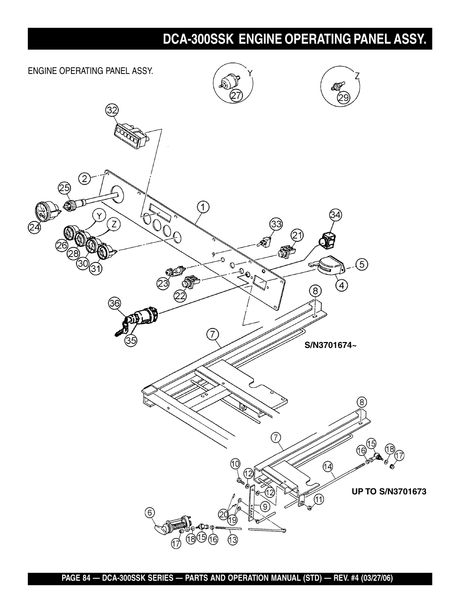 Dca-300ssk engine operating panel assy | Multiquip MQPower Whisperwatt Series DCA-300SSK User Manual | Page 84 / 122