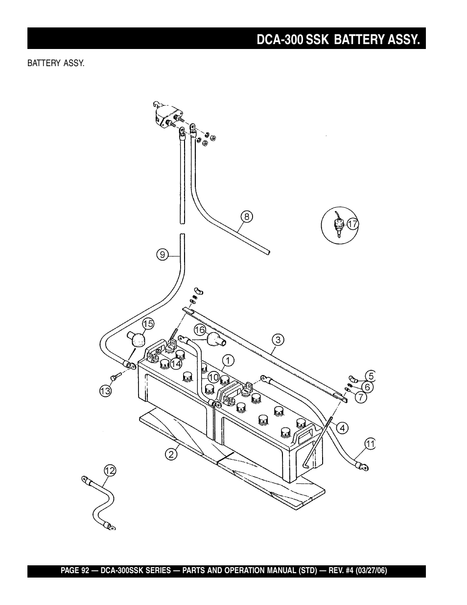 Dca-300 ssk battery assy | Multiquip MQPower Whisperwatt Series DCA-300SSK User Manual | Page 92 / 122