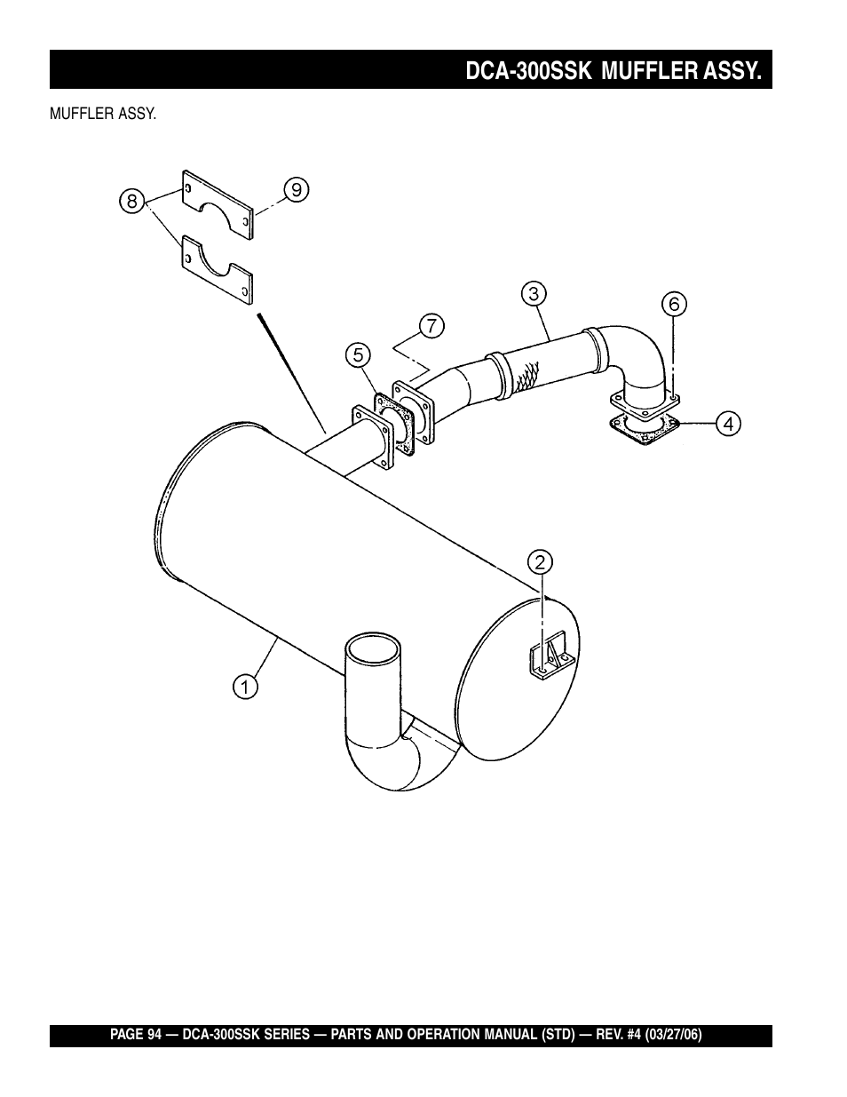 Dca-300ssk muffler assy | Multiquip MQPower Whisperwatt Series DCA-300SSK User Manual | Page 94 / 122