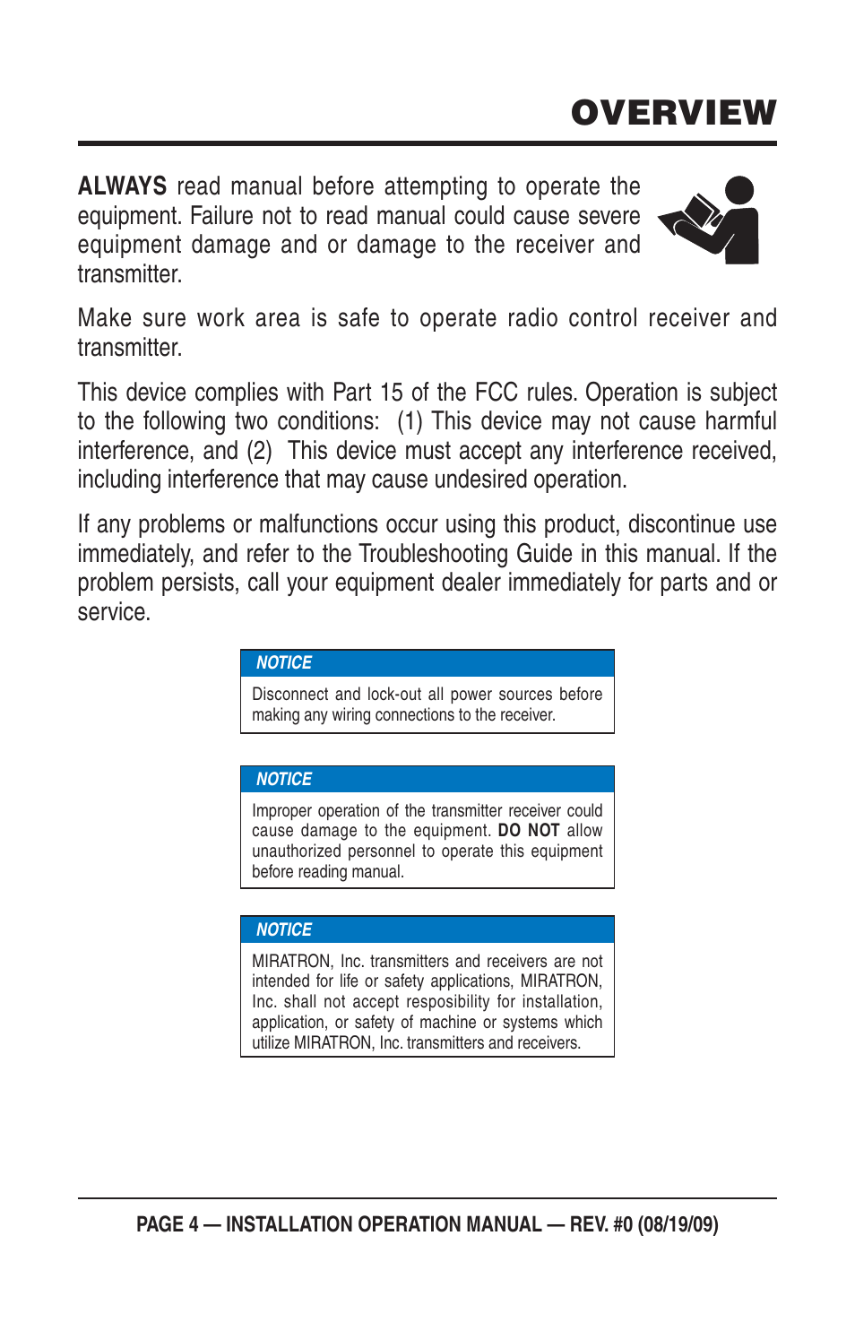 Overview | Multiquip Mayco Miratron Wireless Remote Control Radio C30HDG User Manual | Page 4 / 16