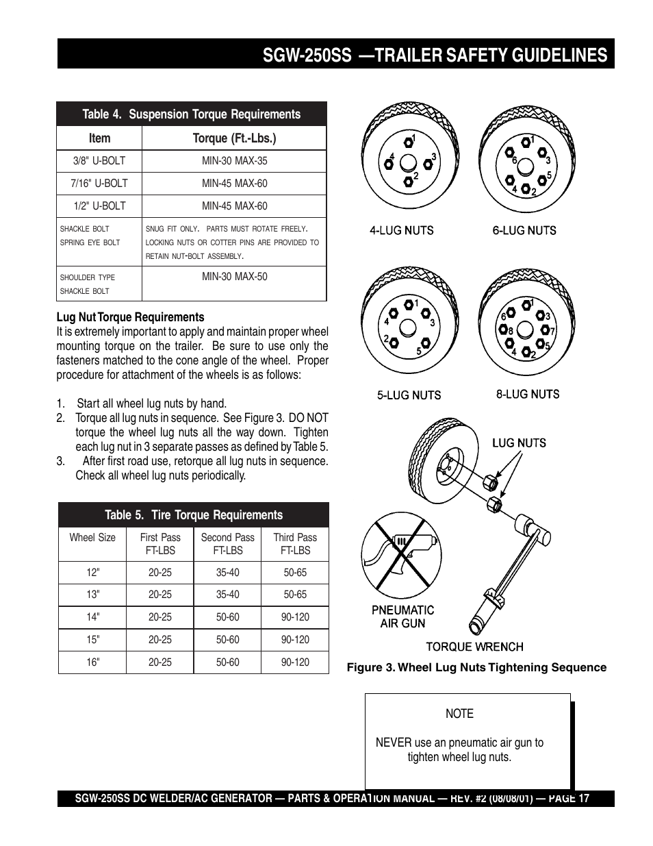Sgw-250ss —trailer safety guidelines | Multiquip MQ Power Whisperweld DC Welder/AC Generator SGW-250SS User Manual | Page 17 / 92