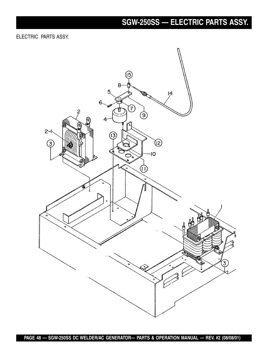 Sgw-250ss — electric parts assy | Multiquip MQ Power Whisperweld DC Welder/AC Generator SGW-250SS User Manual | Page 48 / 92