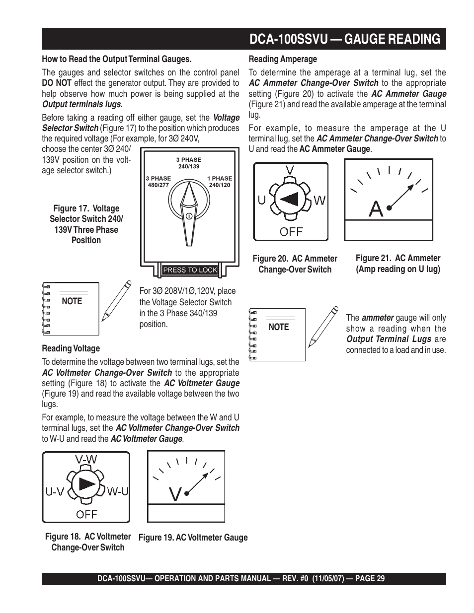 1dca-100ssvu — gauge reading | Multiquip MQ Power Whisperwatt 60 Hz Generator DCA-100SSVU User Manual | Page 29 / 90