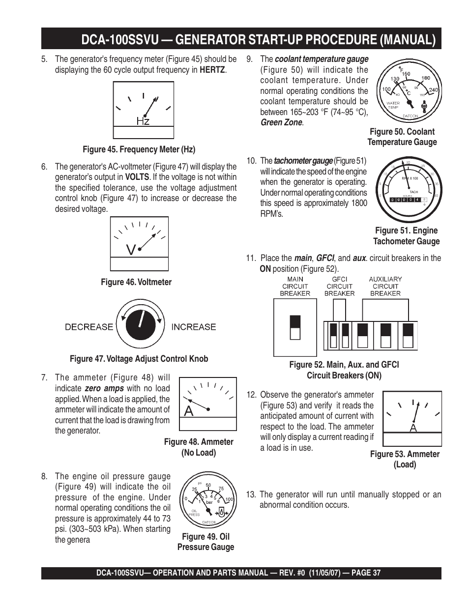 Multiquip MQ Power Whisperwatt 60 Hz Generator DCA-100SSVU User Manual | Page 37 / 90