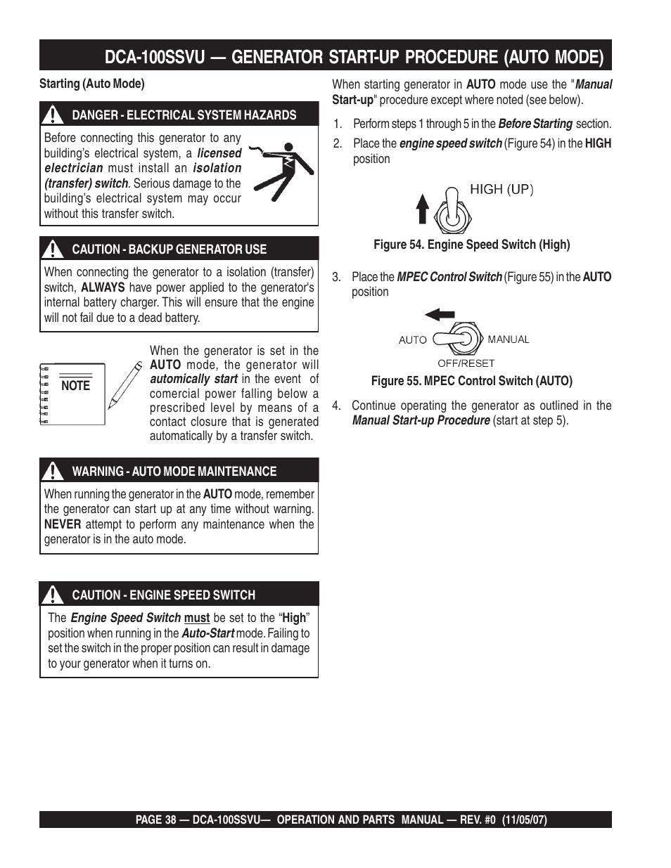 Multiquip MQ Power Whisperwatt 60 Hz Generator DCA-100SSVU User Manual | Page 38 / 90