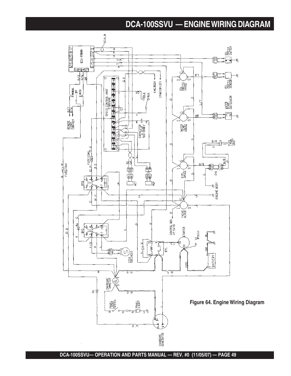 1dca-100ssvu — engine wiring diagram | Multiquip MQ Power Whisperwatt 60 Hz Generator DCA-100SSVU User Manual | Page 49 / 90