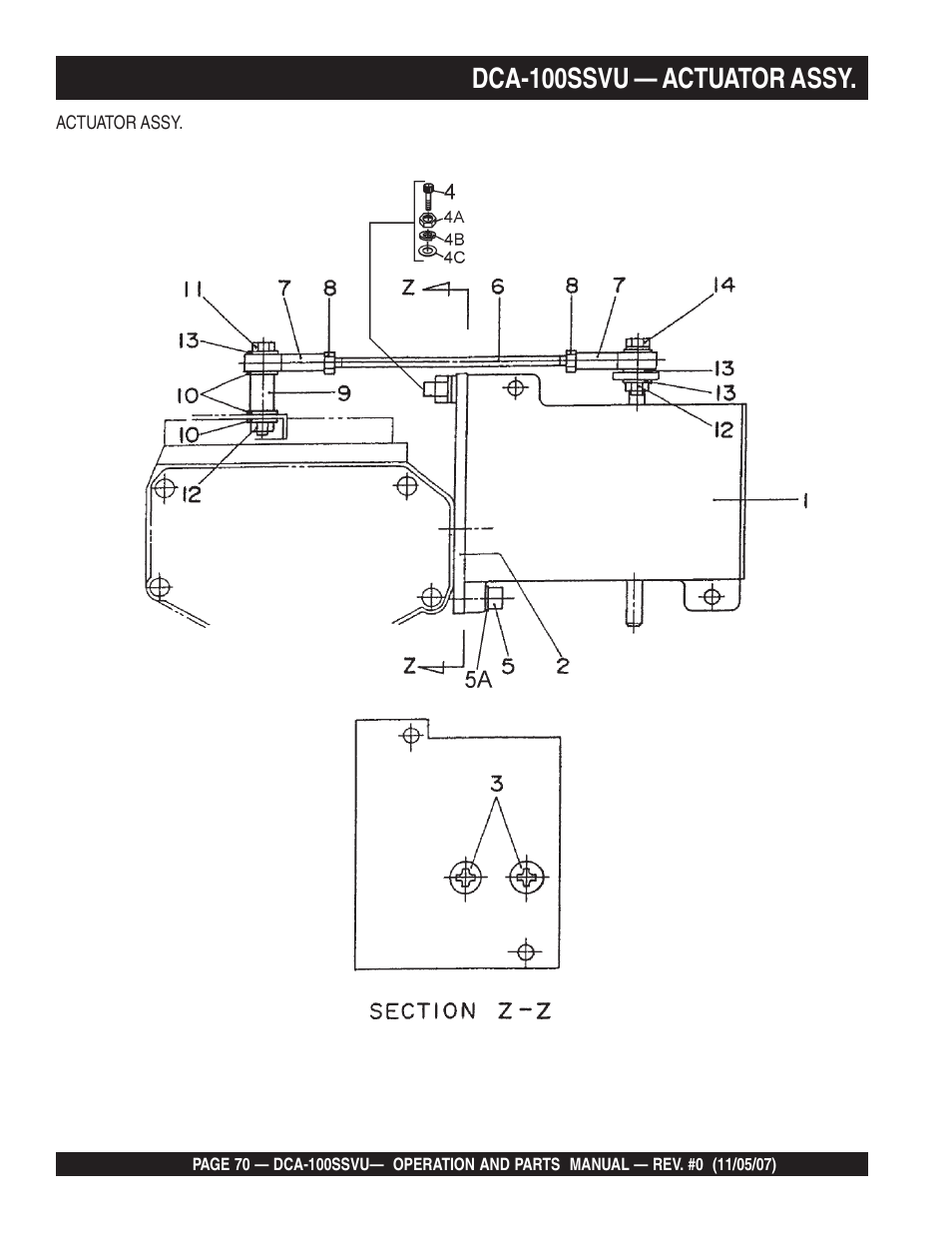 Dca-100ssvu — actuator assy | Multiquip MQ Power Whisperwatt 60 Hz Generator DCA-100SSVU User Manual | Page 70 / 90