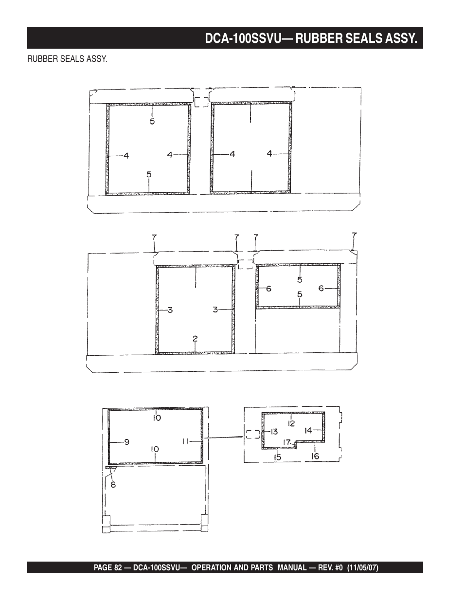 Dca-100ssvu— rubber seals assy | Multiquip MQ Power Whisperwatt 60 Hz Generator DCA-100SSVU User Manual | Page 82 / 90