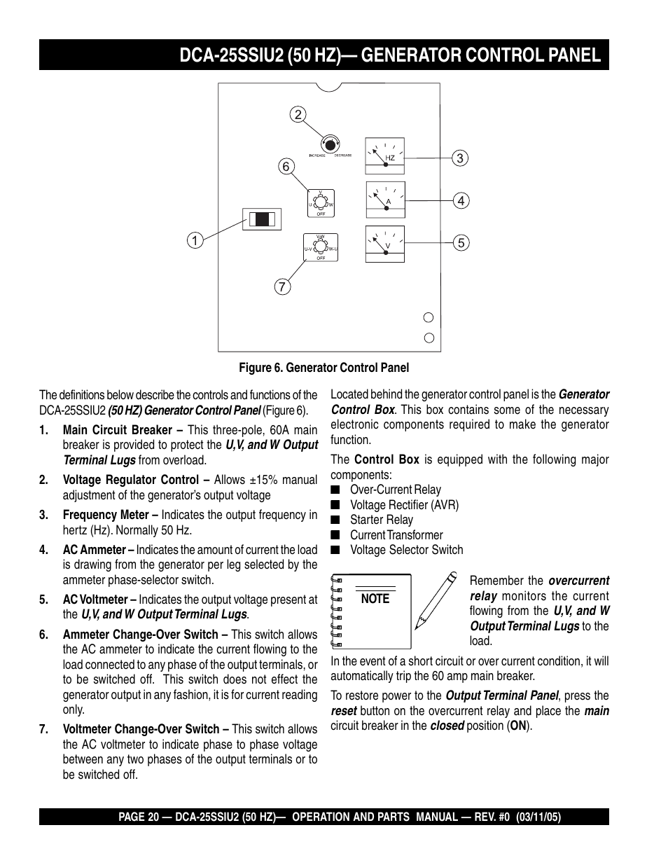 Multiquip MQ Power Whisperwatt 50 Hz Generator DCA-25SSIU2 User Manual | Page 20 / 82