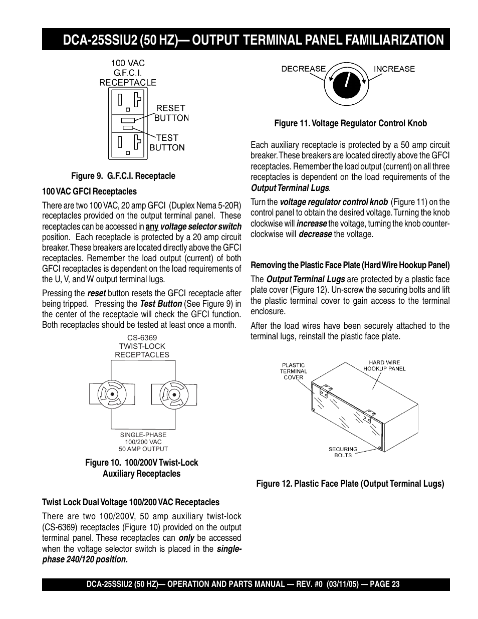 Multiquip MQ Power Whisperwatt 50 Hz Generator DCA-25SSIU2 User Manual | Page 23 / 82