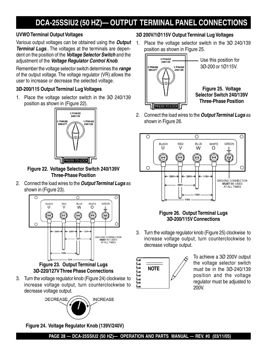 Multiquip MQ Power Whisperwatt 50 Hz Generator DCA-25SSIU2 User Manual | Page 28 / 82