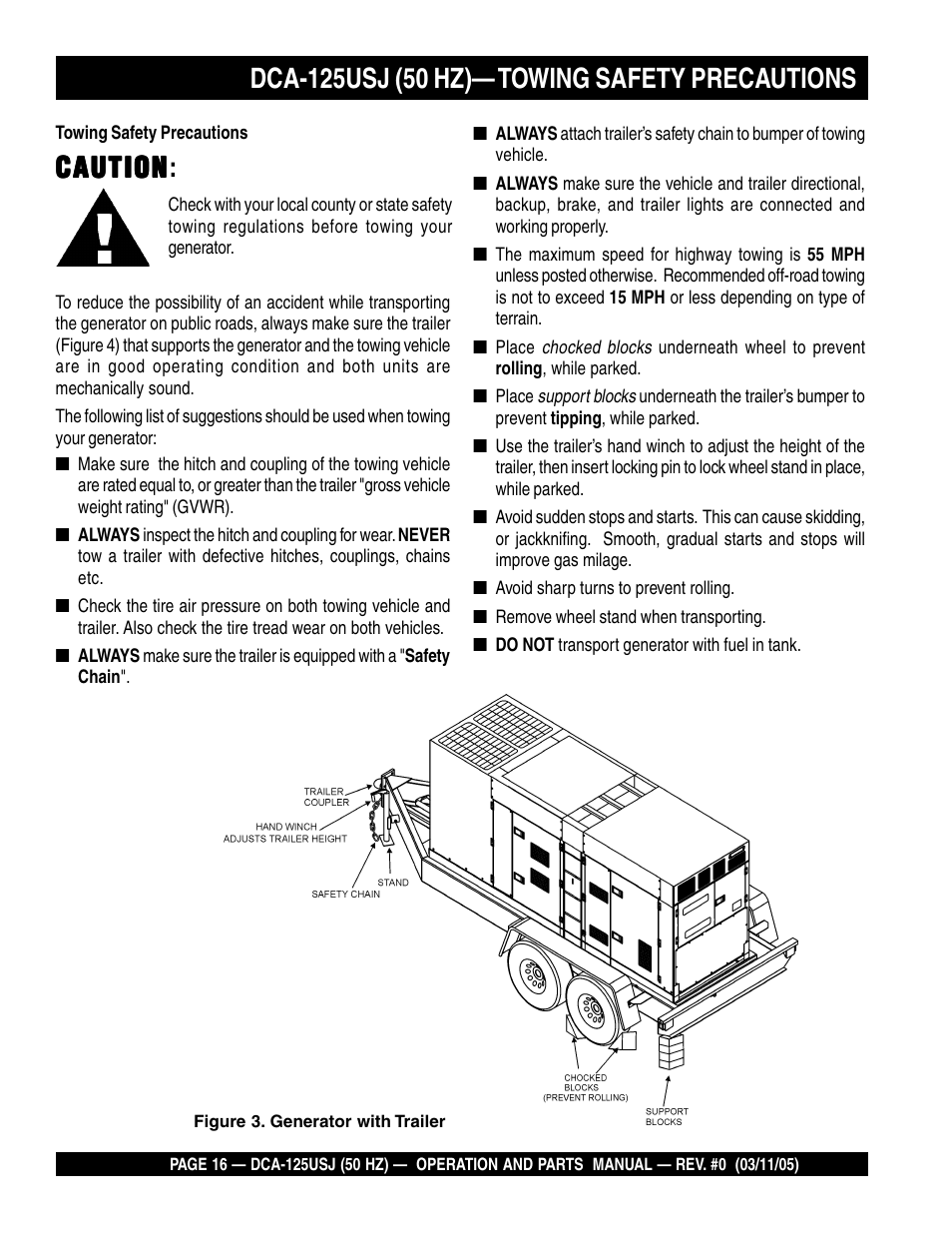 Caution, Caution caution | Multiquip MQ Power Ultra-Silent 50 Hz Generator DCA-125USJ User Manual | Page 16 / 86