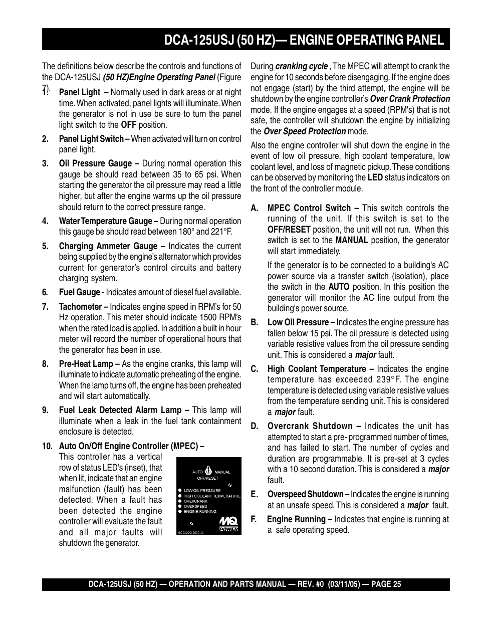 Multiquip MQ Power Ultra-Silent 50 Hz Generator DCA-125USJ User Manual | Page 25 / 86
