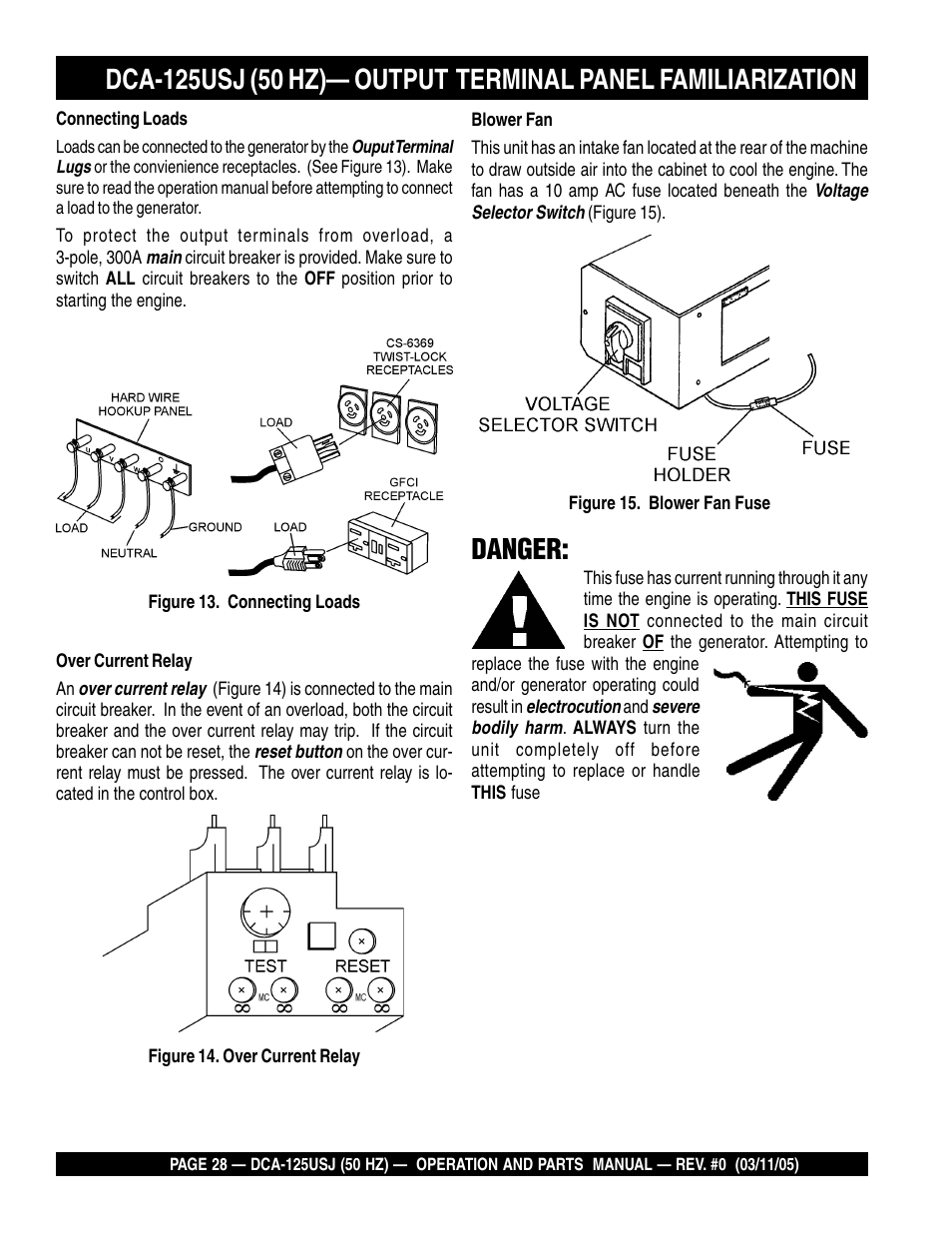 Danger | Multiquip MQ Power Ultra-Silent 50 Hz Generator DCA-125USJ User Manual | Page 28 / 86