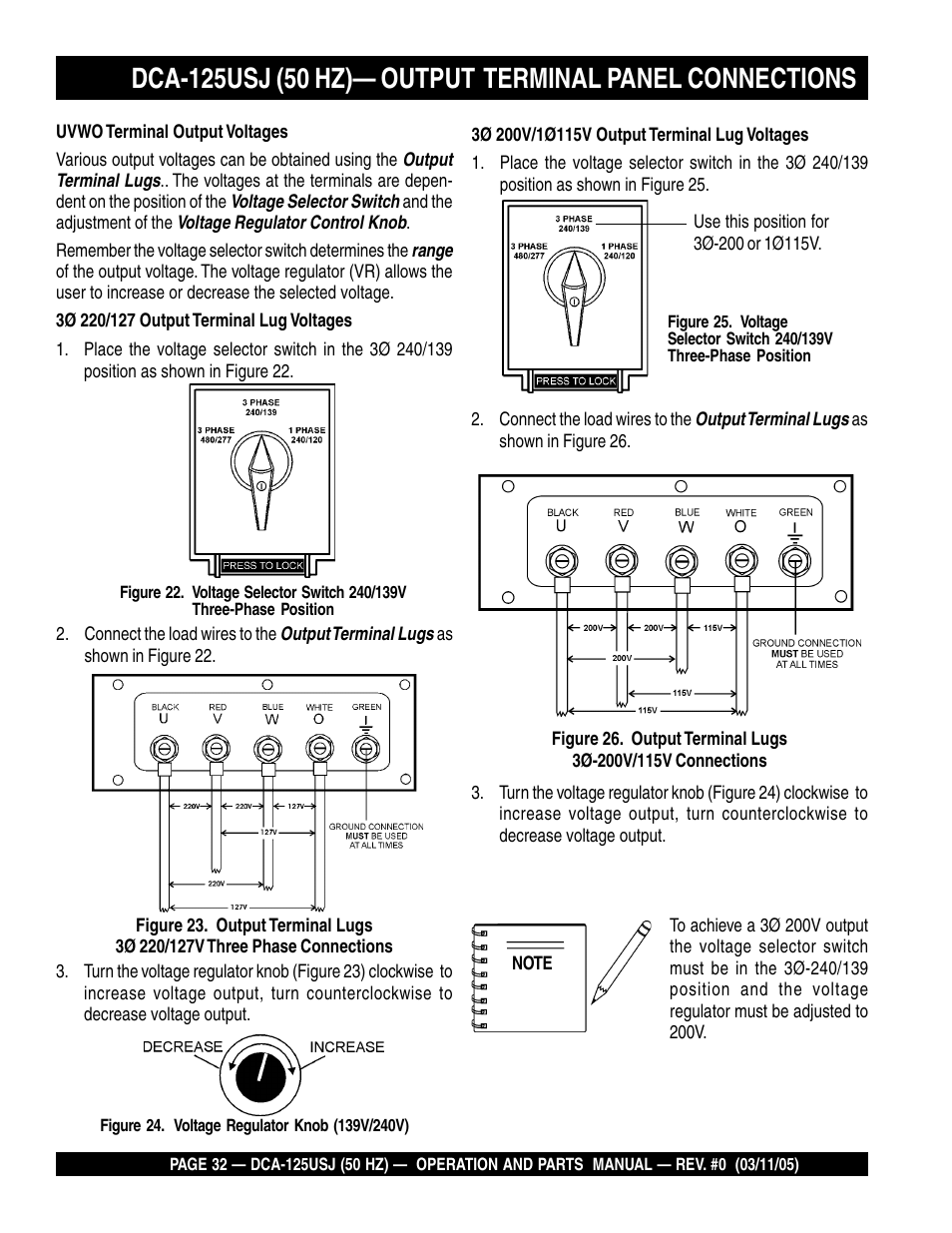 Multiquip MQ Power Ultra-Silent 50 Hz Generator DCA-125USJ User Manual | Page 32 / 86
