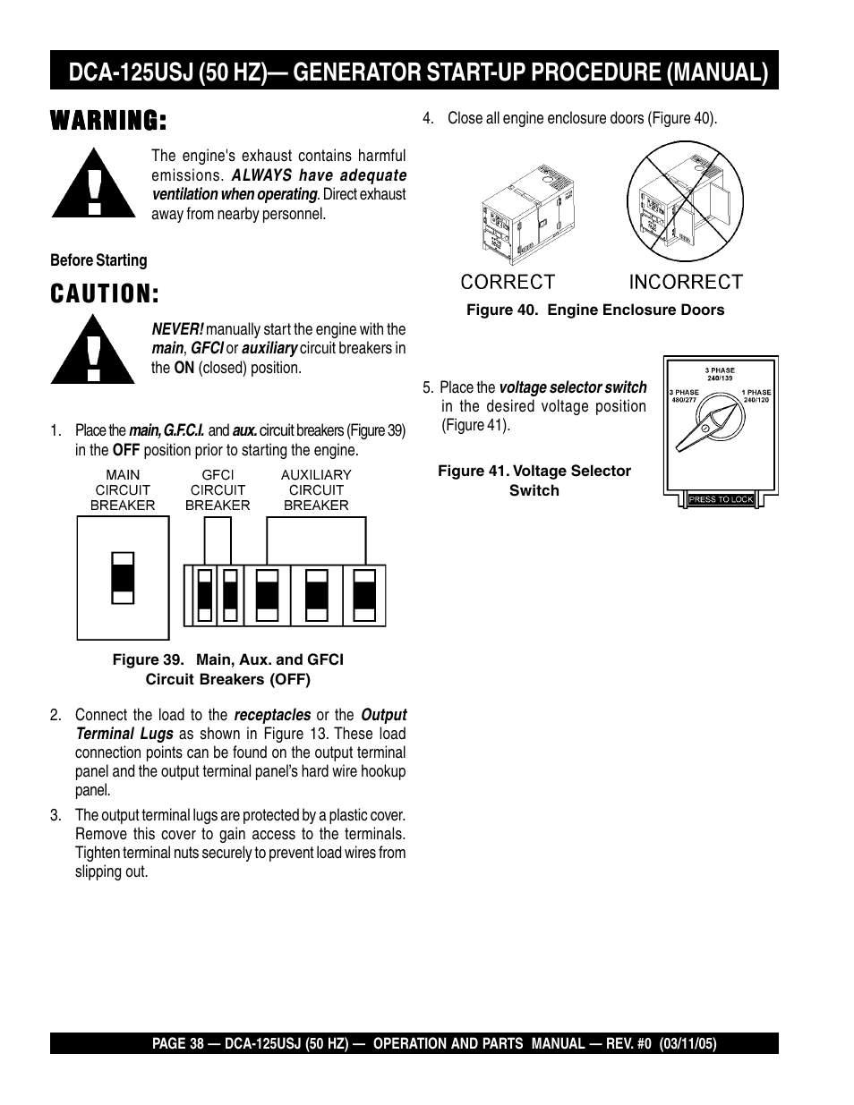 Caution | Multiquip MQ Power Ultra-Silent 50 Hz Generator DCA-125USJ User Manual | Page 38 / 86