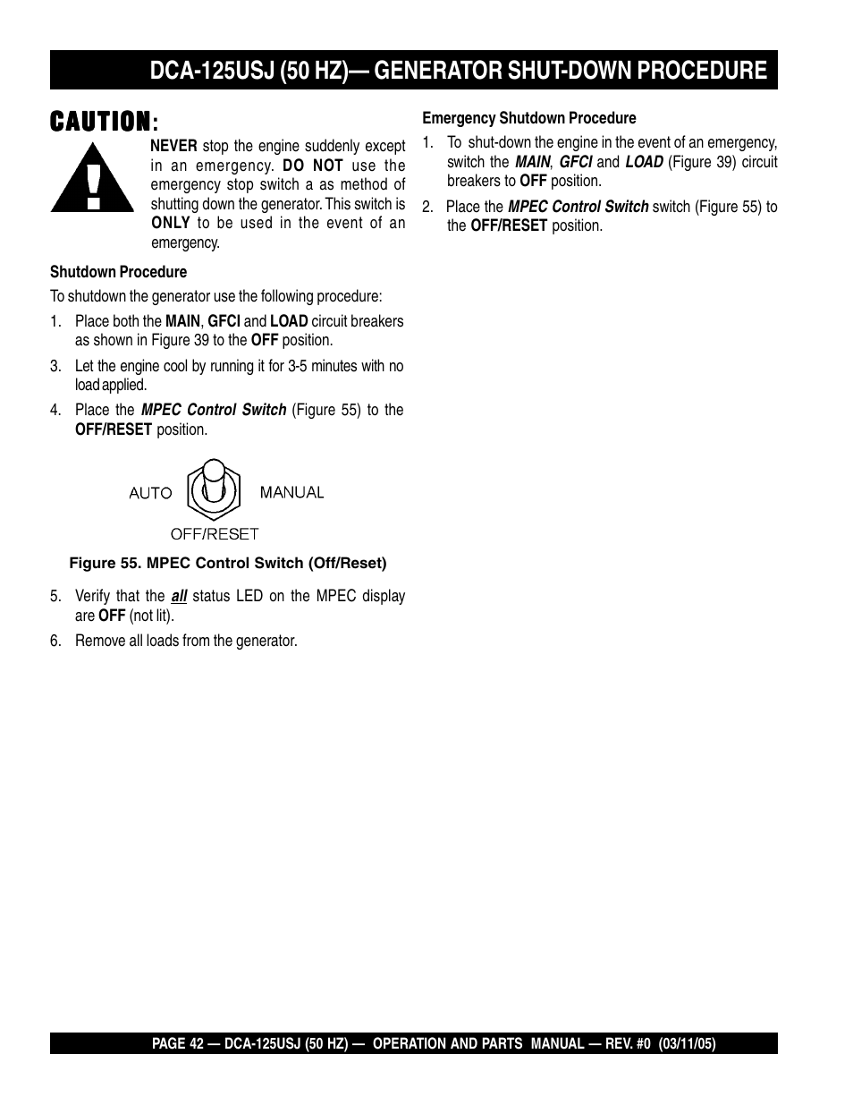 Caution, Caution caution | Multiquip MQ Power Ultra-Silent 50 Hz Generator DCA-125USJ User Manual | Page 42 / 86