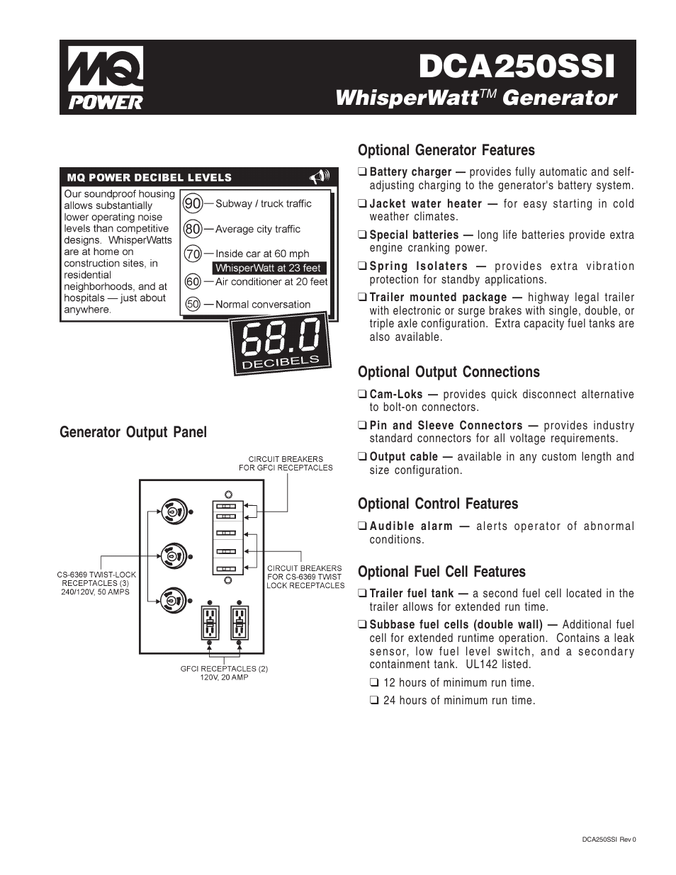 Dca250ssi, Whisperwatt, Generator | Multiquip MQ Power WhisperWatt 250 Generator DCA250SSI User Manual | Page 3 / 4