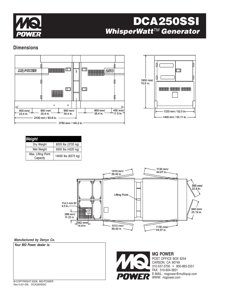 Dca250ssi, Whisperwatt, Generator | Multiquip MQ Power WhisperWatt 250 Generator DCA250SSI User Manual | Page 4 / 4