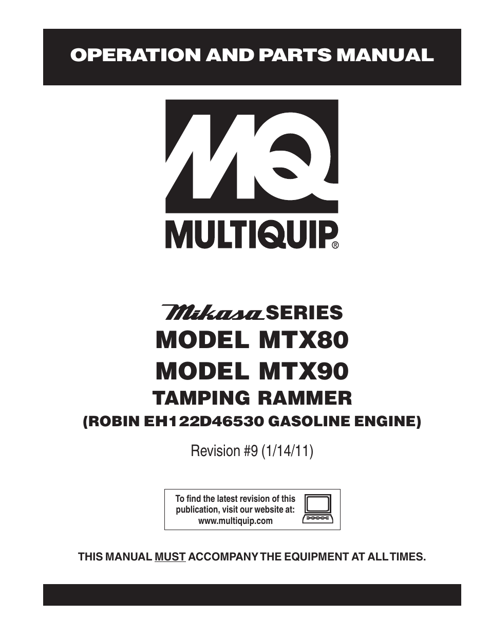 Multiquip Mikasa Series Tamping Rammer MTX80 User Manual | 66 pages