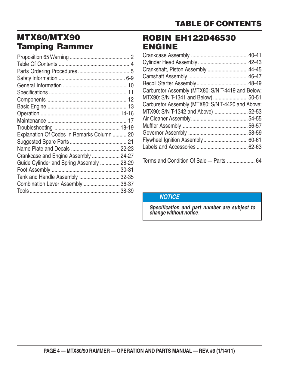 Multiquip Mikasa Series Tamping Rammer MTX80 User Manual | Page 4 / 66