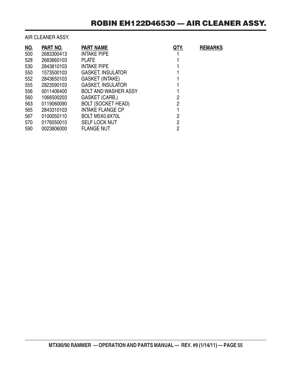 Multiquip Mikasa Series Tamping Rammer MTX80 User Manual | Page 55 / 66