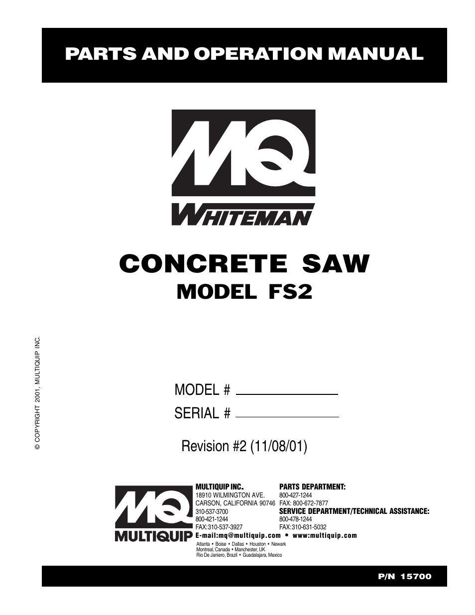 Multiquip CONCRETE SAW FS2 User Manual | 58 pages