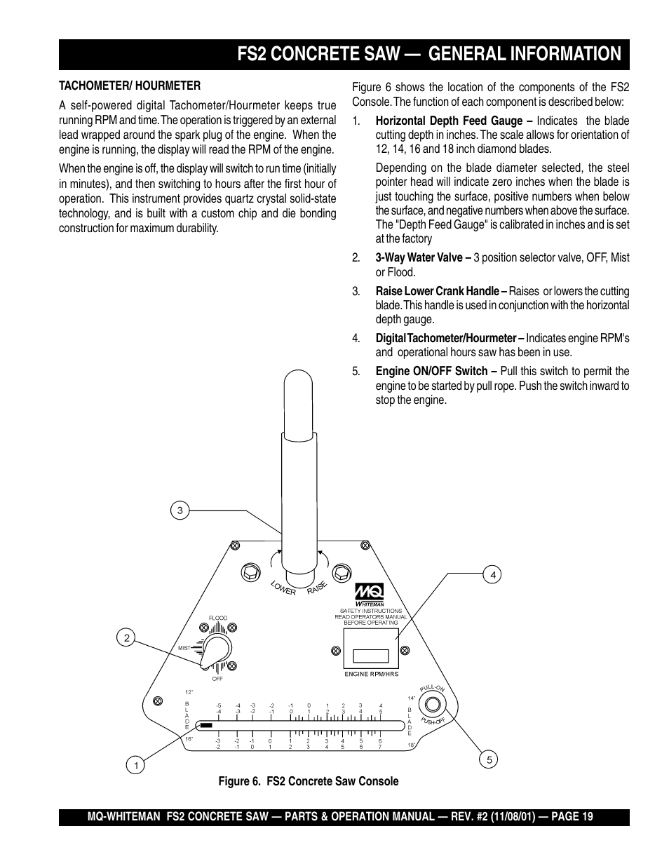 Fs2 concrete saw — general information | Multiquip CONCRETE SAW FS2 User Manual | Page 19 / 58
