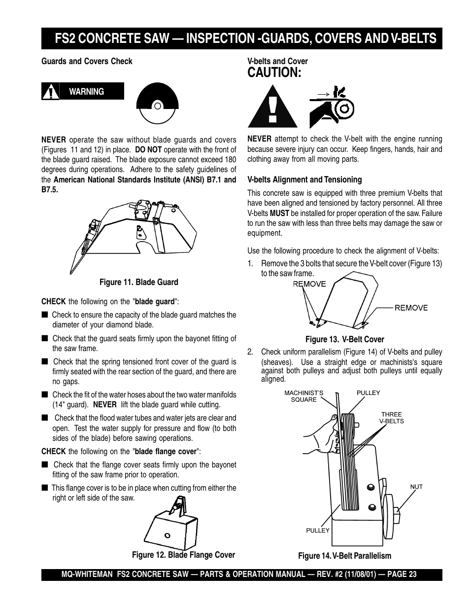 Caution | Multiquip CONCRETE SAW FS2 User Manual | Page 23 / 58