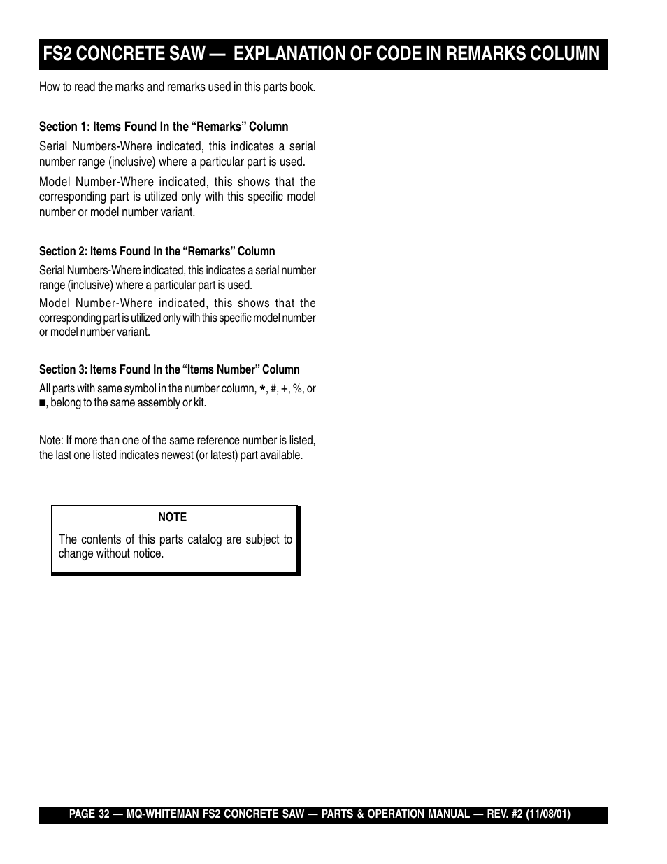 Multiquip CONCRETE SAW FS2 User Manual | Page 32 / 58