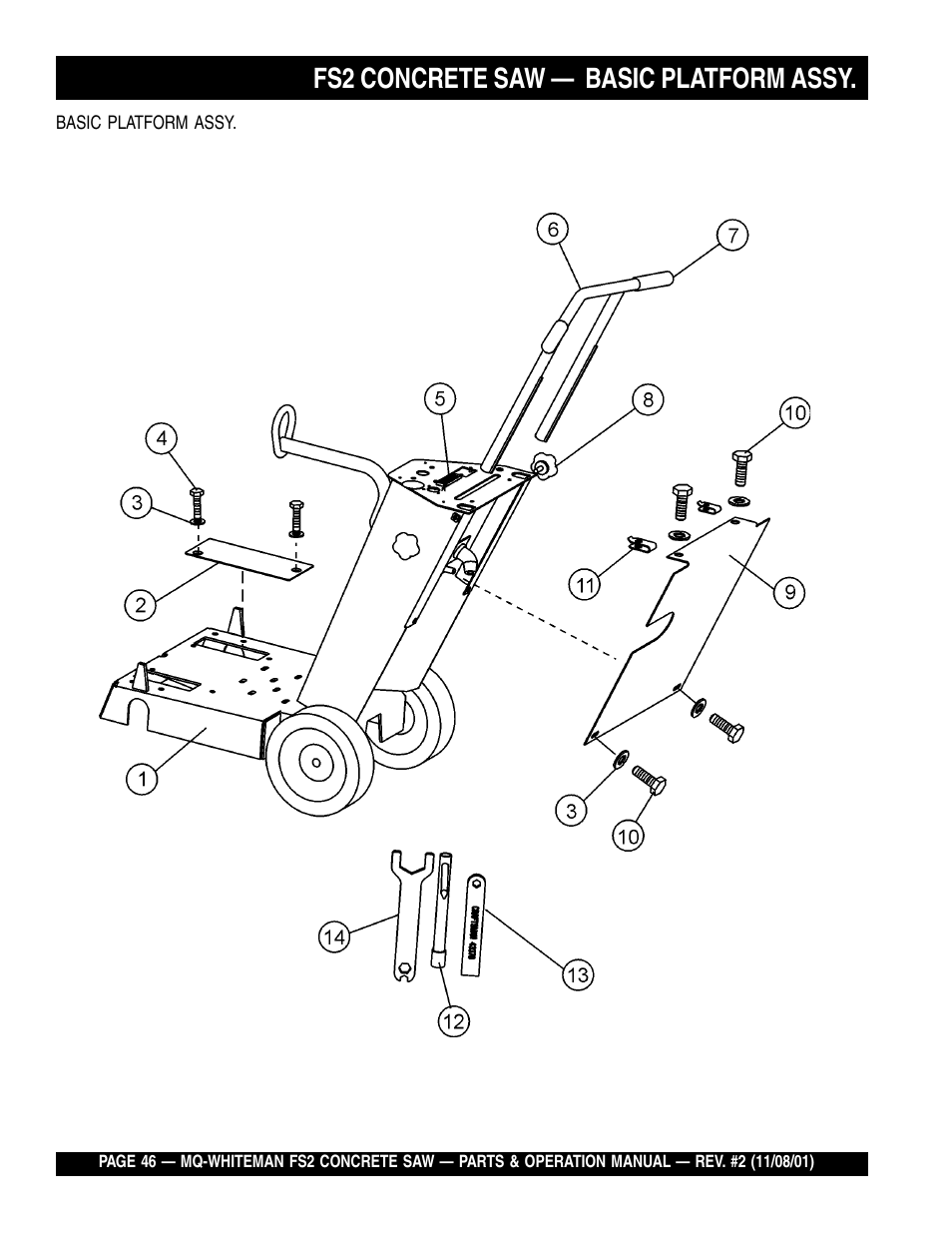 Fs2 concrete saw — basic platform assy | Multiquip CONCRETE SAW FS2 User Manual | Page 46 / 58