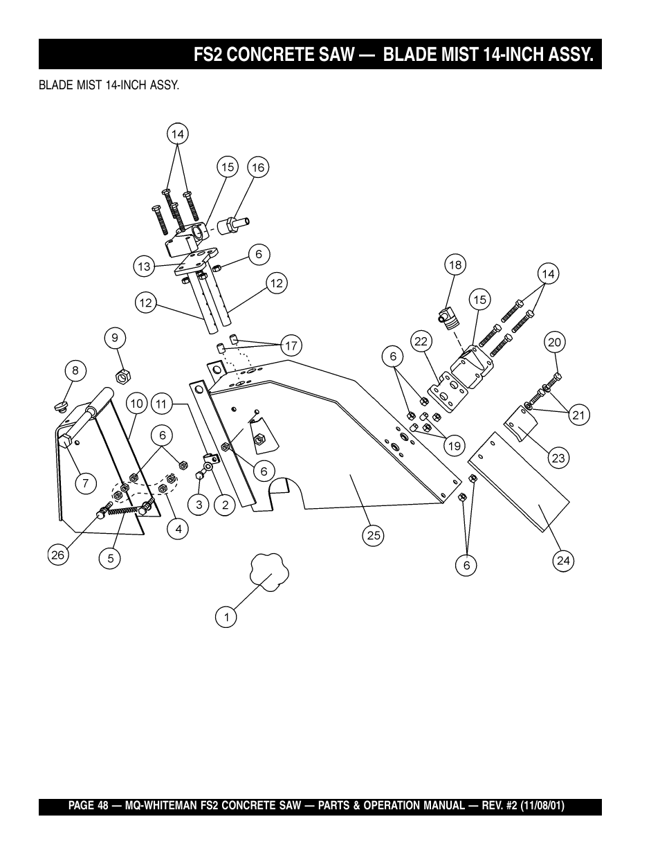 Fs2 concrete saw — blade mist 14-inch assy | Multiquip CONCRETE SAW FS2 User Manual | Page 48 / 58