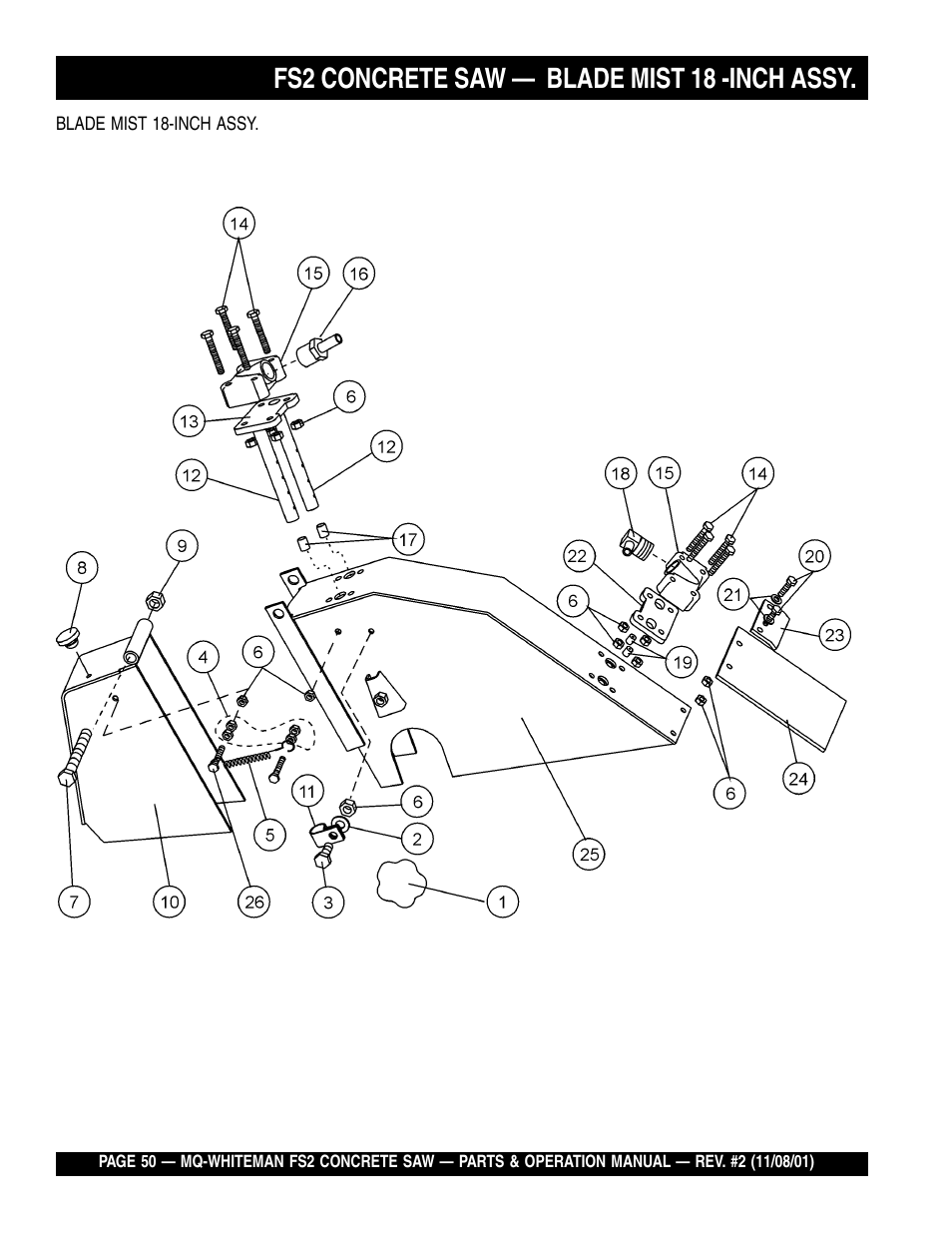 Fs2 concrete saw — blade mist 18 -inch assy | Multiquip CONCRETE SAW FS2 User Manual | Page 50 / 58