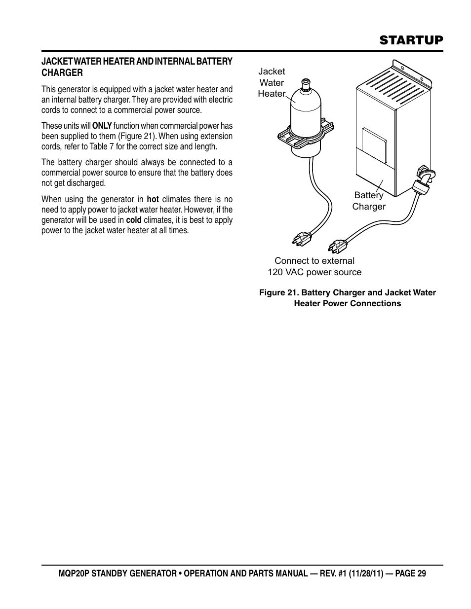 Startup | Multiquip 20 KW Standby Generator MQP20P User Manual | Page 29 / 80