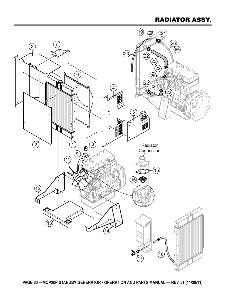 Radiator assy | Multiquip 20 KW Standby Generator MQP20P User Manual | Page 60 / 80