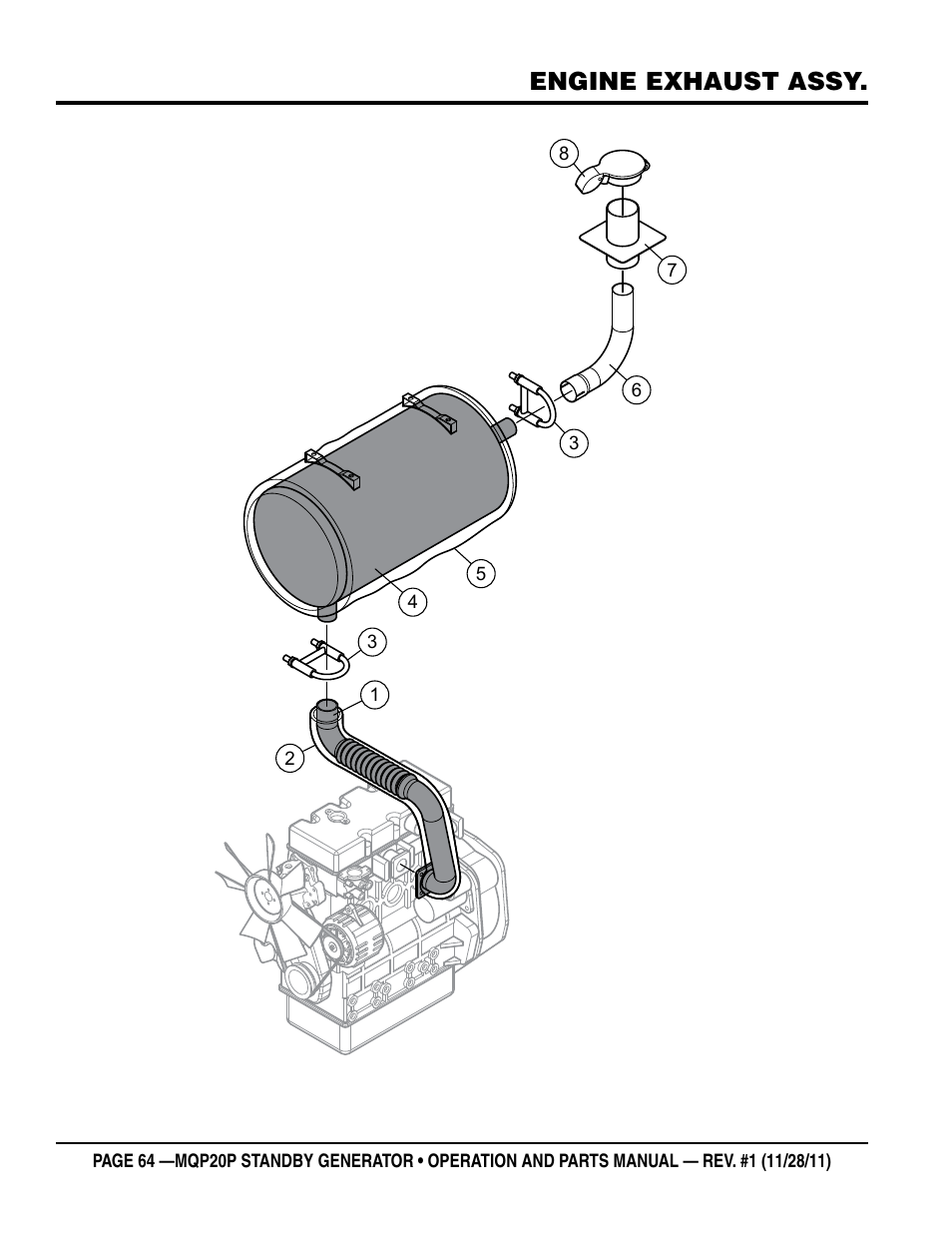 Engine exhaust assy | Multiquip 20 KW Standby Generator MQP20P User Manual | Page 64 / 80