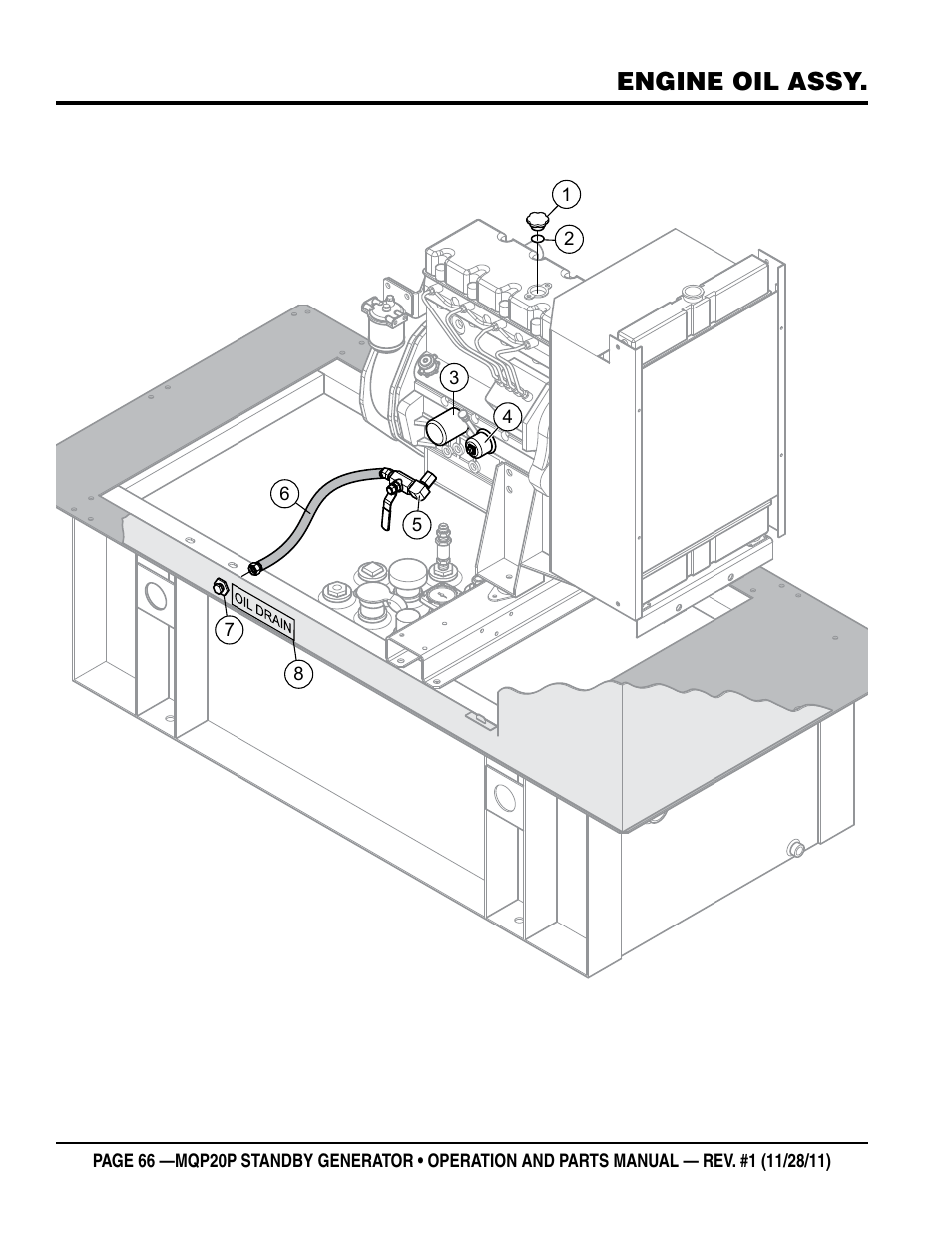Engine oil assy | Multiquip 20 KW Standby Generator MQP20P User Manual | Page 66 / 80