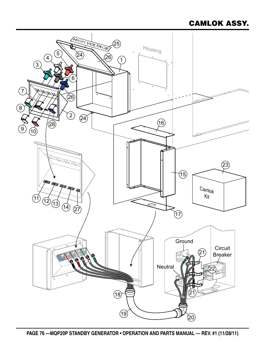 Camlok assy | Multiquip 20 KW Standby Generator MQP20P User Manual | Page 76 / 80