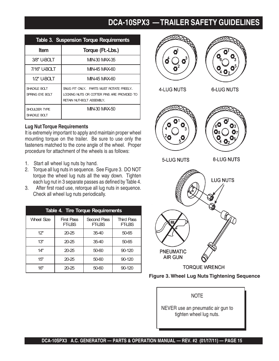 Dca-10spx3 — trailer safety guidelines | Multiquip MQ Multiquip MQPower 60Hz Generator DCA10SPX3 User Manual | Page 15 / 126