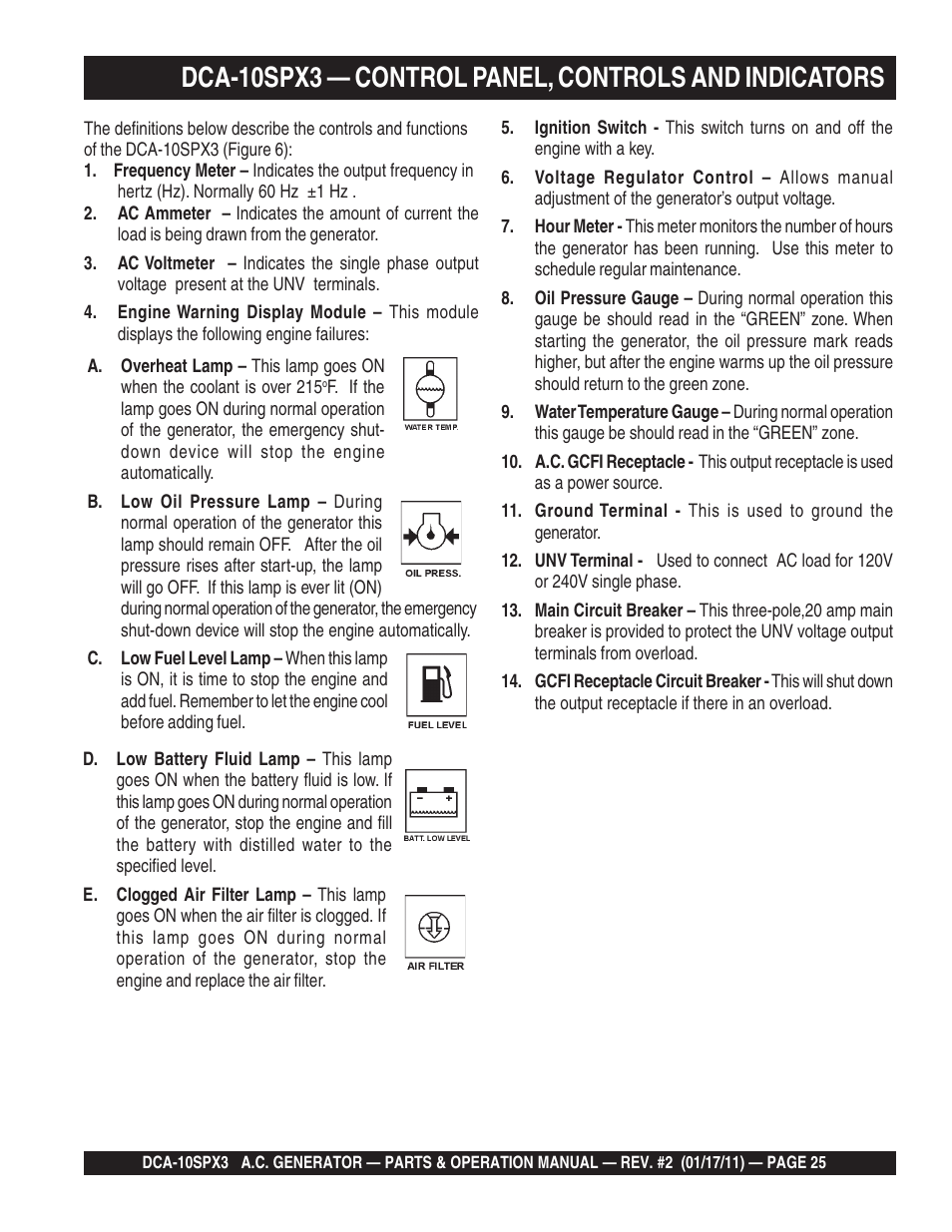 Multiquip MQ Multiquip MQPower 60Hz Generator DCA10SPX3 User Manual | Page 25 / 126