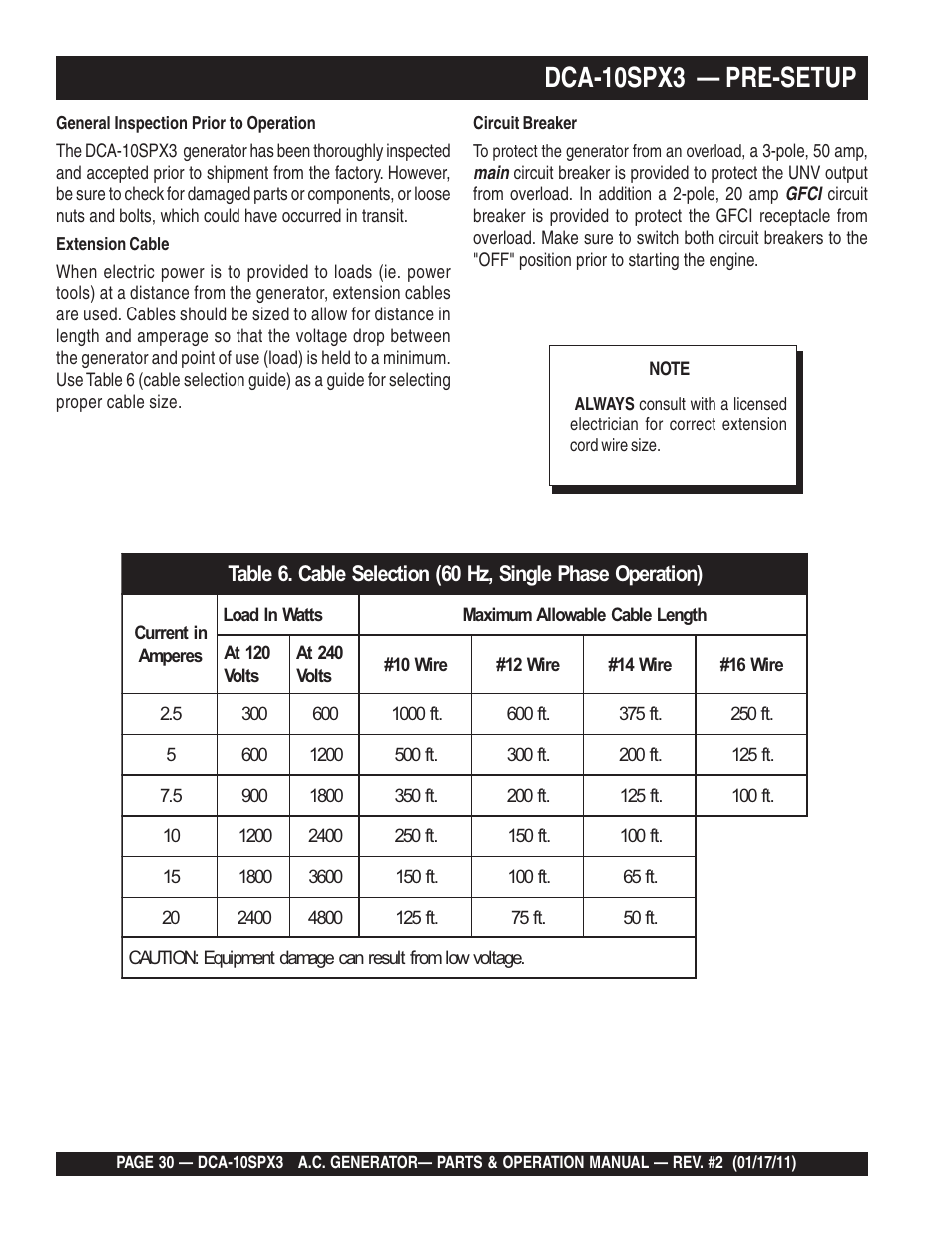 Dca-10spx3 — pre-setup | Multiquip MQ Multiquip MQPower 60Hz Generator DCA10SPX3 User Manual | Page 30 / 126