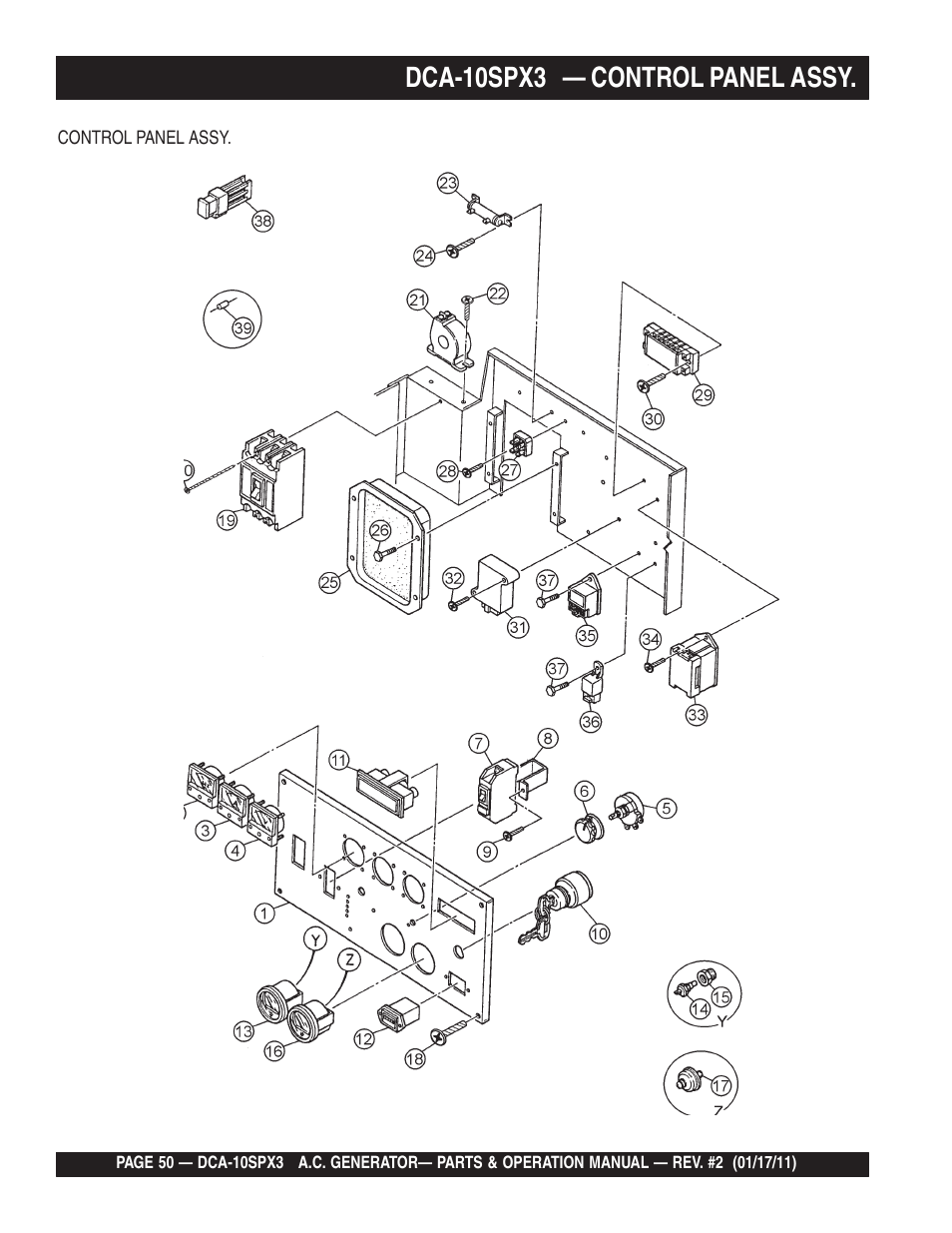 Dca-10spx3 — control panel assy | Multiquip MQ Multiquip MQPower 60Hz Generator DCA10SPX3 User Manual | Page 50 / 126