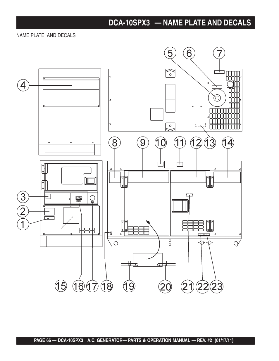Dca-10spx3 — name plate and decals | Multiquip MQ Multiquip MQPower 60Hz Generator DCA10SPX3 User Manual | Page 66 / 126