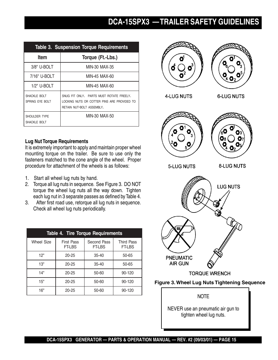 Dca-15spx3 — trailer safety guidelines | Multiquip WHISPERWATTTM GENERATOR DCA-15SPX3 User Manual | Page 15 / 132