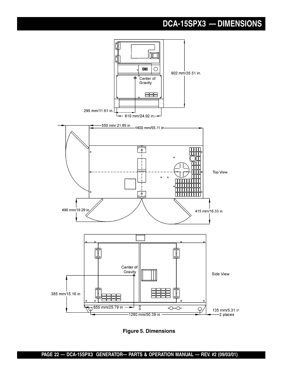 Dca-15spx3 — dimensions | Multiquip WHISPERWATTTM GENERATOR DCA-15SPX3 User Manual | Page 22 / 132