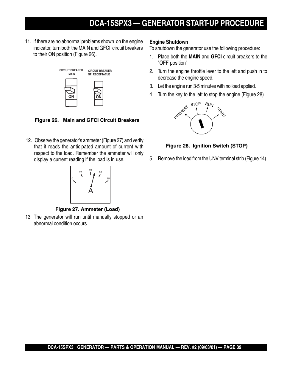 Dca-15spx3 — generator start-up procedure | Multiquip WHISPERWATTTM GENERATOR DCA-15SPX3 User Manual | Page 39 / 132