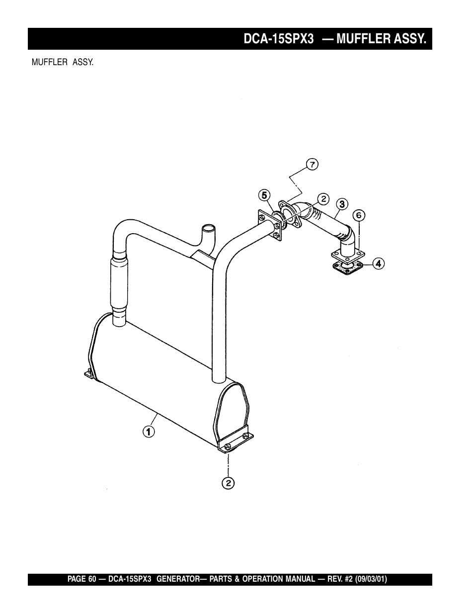 Dca-15spx3 — muffler assy | Multiquip WHISPERWATTTM GENERATOR DCA-15SPX3 User Manual | Page 60 / 132